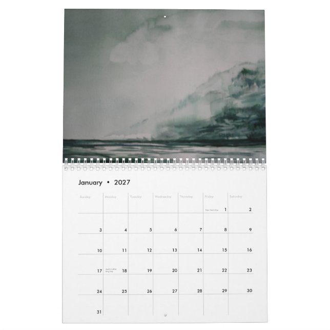 Calendrier 2013 d'aquarelle (Jan 2027)