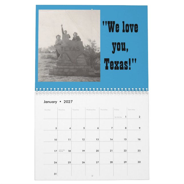 Calendrier 2013 du Texas (Jan 2027)