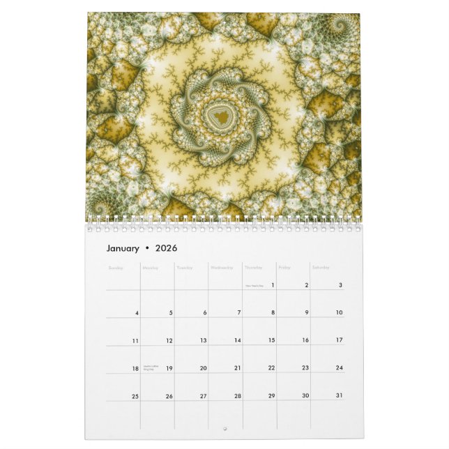 Calendrier 2014 de fractale de Mandelbrot (Jan 2026)