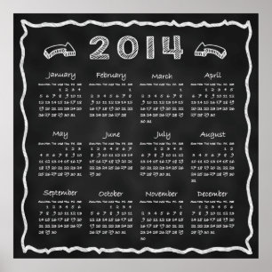 Calendrier 2014 du tableau noir
