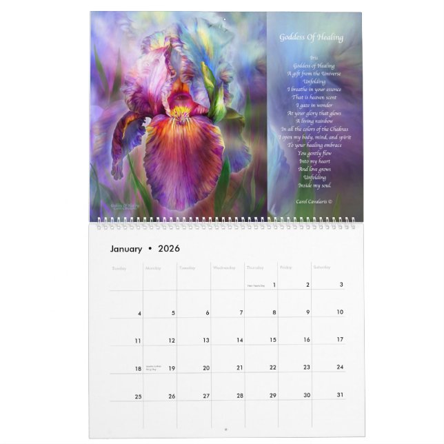Calendrier 2015 d'art curatif de Chakras (Jan 2026)