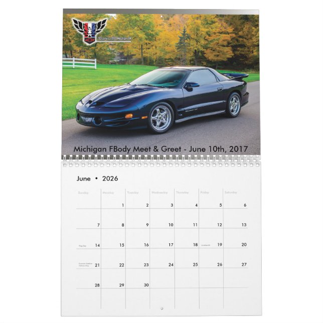 Calendrier 2017 du Michigan FBody (Jun 2026)