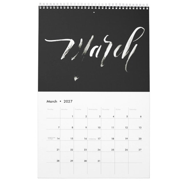Calendrier 2018 de lettrage (Mar 2027)