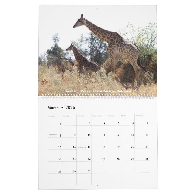 Calendrier 2018 de photos de faune (Mar 2026)