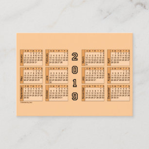 Calendrier 2019 de pêche par le carte de visite