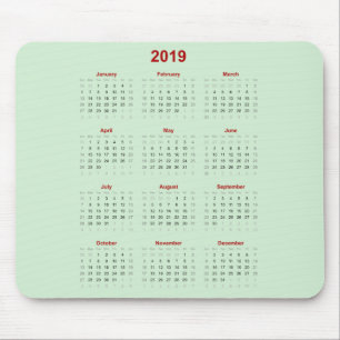 Calendrier 2019 de tapis de souris