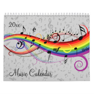 Calendrier 2019 musique élégante et notes musicales