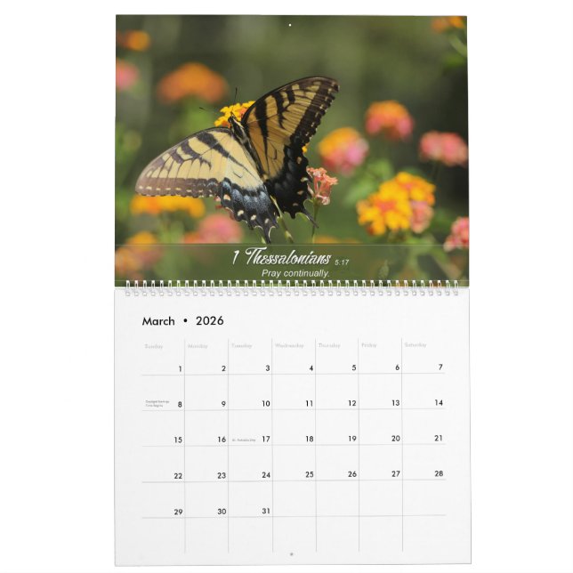 Calendrier 2020 avec les vers de la Bible (Mar 2026)