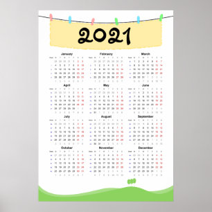 Calendrier 2021 Affiche - Début lundi