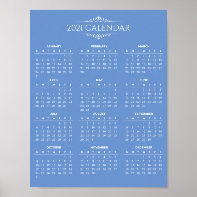 Calendrier 2021 simple mais élégant | Poster (Devant)