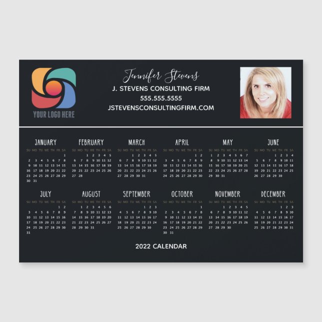 Calendrier 2022 Custom Company Logo Modern Magnet (Devant)