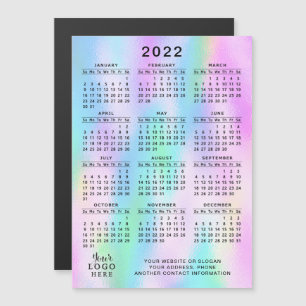 Calendrier 2022 Magnet Faux Holographique Girly