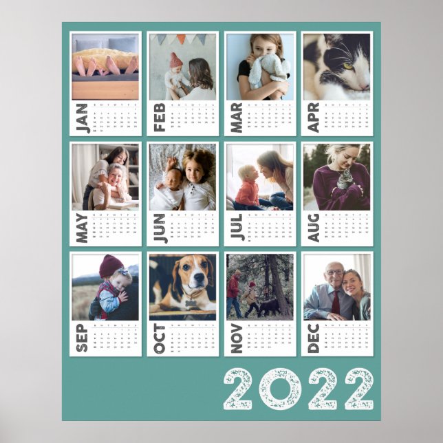Calendrier 2022 Poster Collage Photo Moderne (Devant)