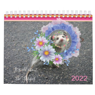 Calendrier 2022 Rayures colorées Opossum Floral