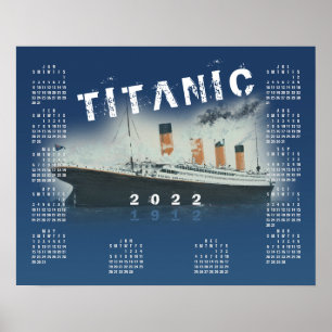 Calendrier 2022 RMS Titanic Bleu Poster