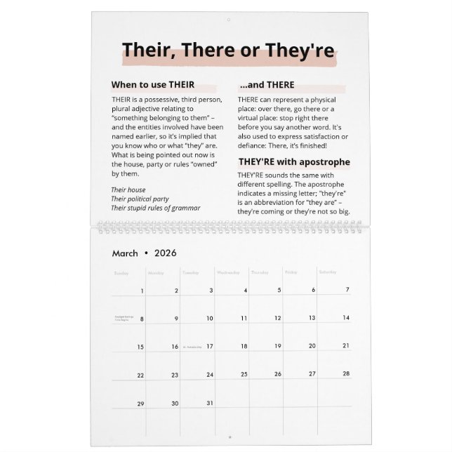 Calendrier 2022 Rose Gold Boss Lady Règles Orthographe Amnési (Mar 2026)