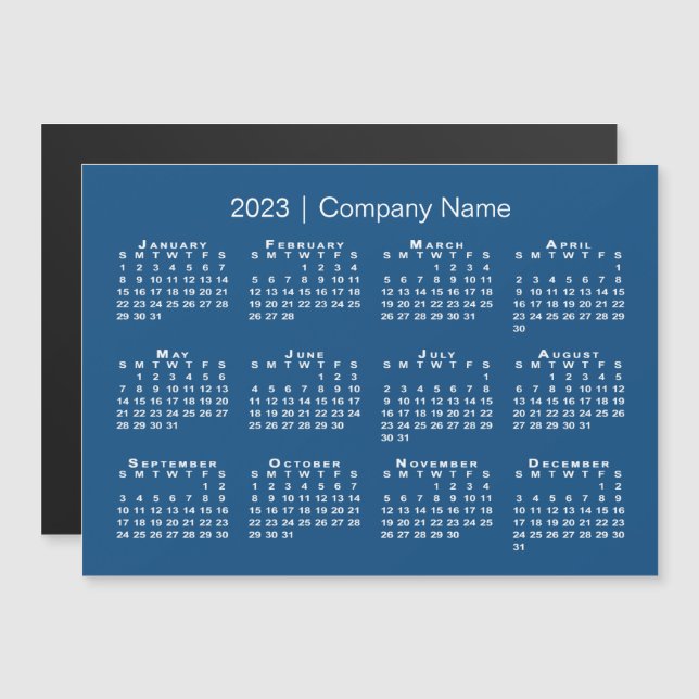 Calendrier 2023 avec nom de société Blue Magnet (Devant / Derrière)