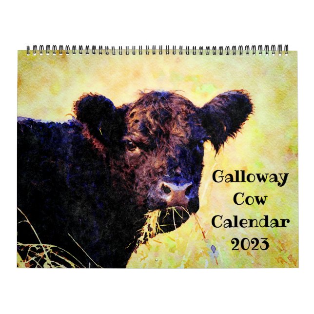 Calendrier 2023 Peinture à l'aquarelle de bovins de vache gal (Protection)