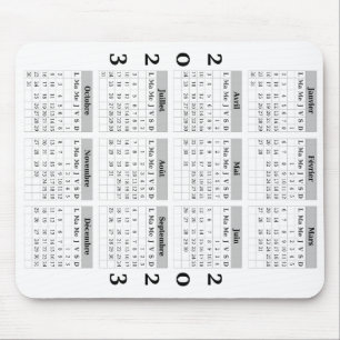 Calendrier 2023 sur tapis de souris mouse pad