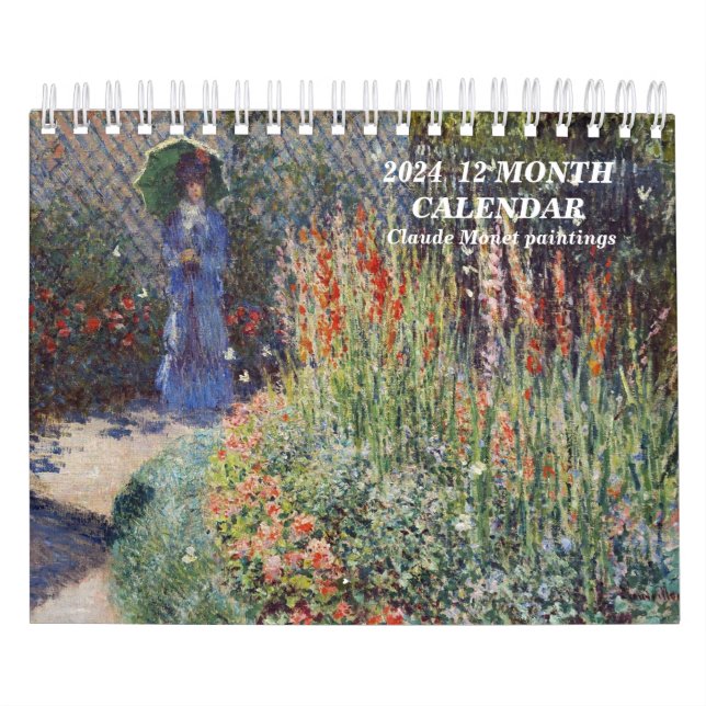 Calendrier 2024  12 MONTH CALENDAR Claude Monet paintings (Protection)