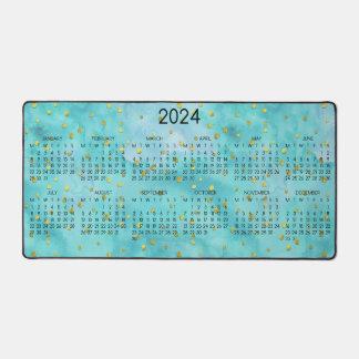 Calendrier 2024 Aquarelle Turquoise Gold Pois