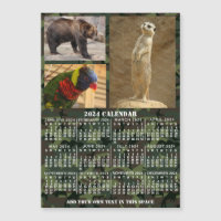 Calendrier 2024 Camouflage Ajouter 3 Photos Magnet
