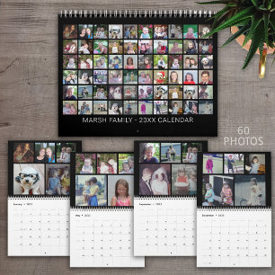 Calendrier 2024 Custom Modern Family 60 Photo Collage - noir