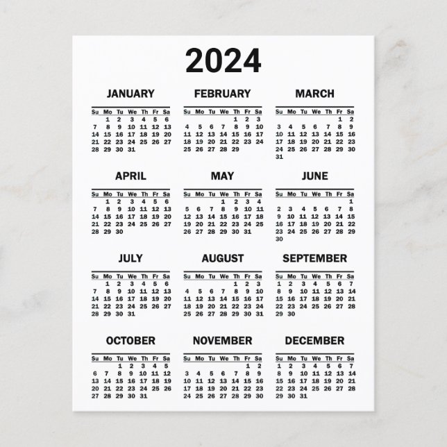 Calendrier 2024 En bref Feuille de papier (Devant)