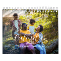 Calendrier 2024 Family Custom Photo Chic Script