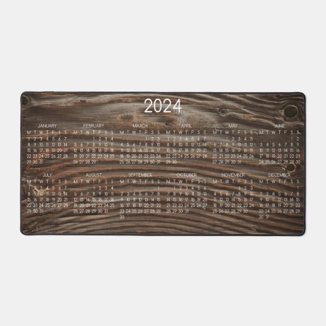 Calendrier 2024 Grain de bois rustique image (Recto)