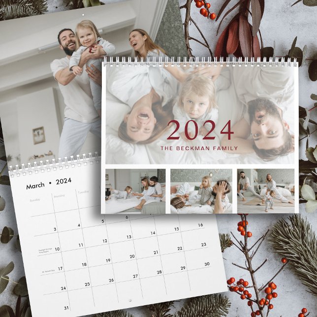 Calendrier 2024 Photo moderne Créez votre propre famille (2024 Modern Photo Create Your Own Family Calendar)