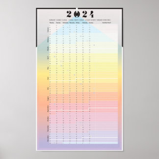 Calendrier 2024 - Poster du planificateur de lune