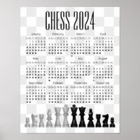 Calendrier 2024 Poster Mural d'Échecs