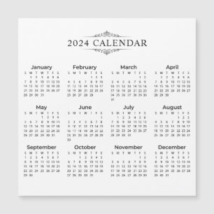 Calendrier 2024 simple mais élégant   Carte magnét