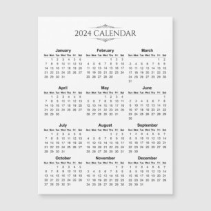 Calendrier 2024 simple mais élégant   Carte magnét
