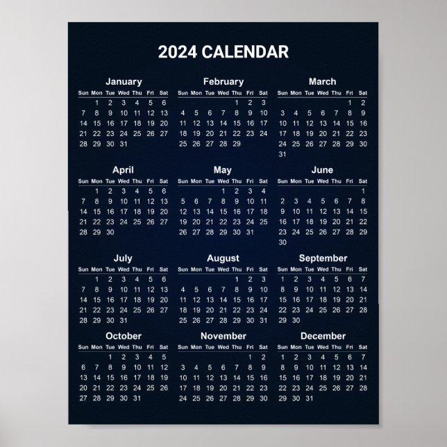 Calendrier 2024 simple mais élégant | Poster (Devant)