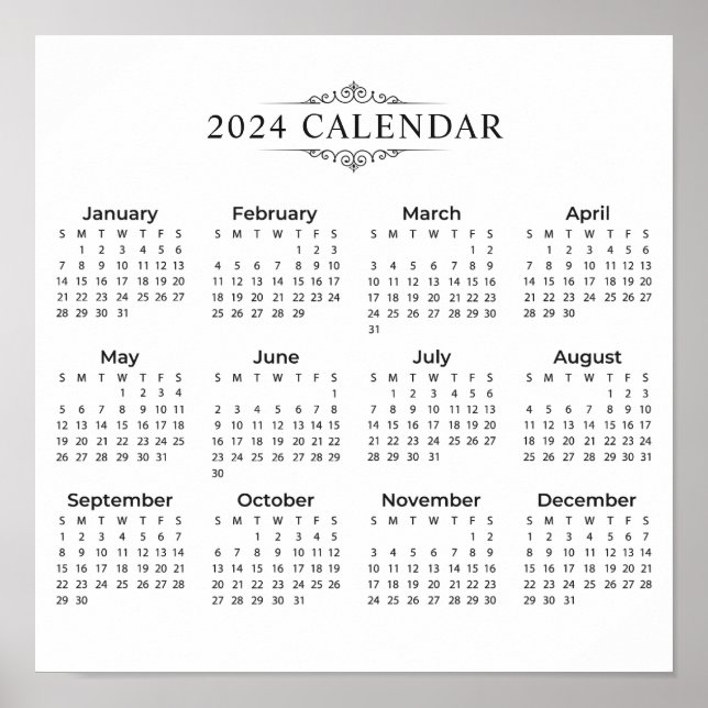 Calendrier 2024 simple mais élégant | Poster (Devant)