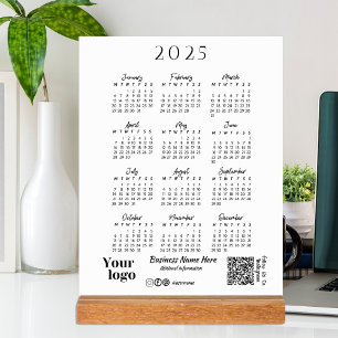Calendrier 2025 Année Typographie de script blanc