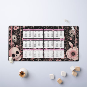 Calendrier 2025 avec fleurs et crânes