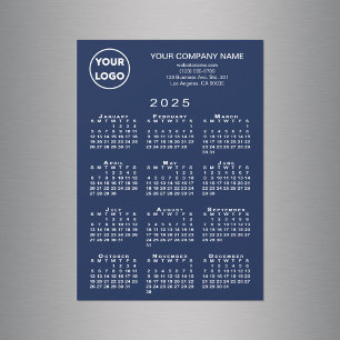 Calendrier 2025 Business Logo Texte Marine Magnet 