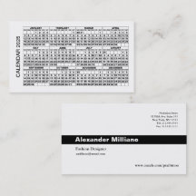 Calendrier 2025 Carte de visite horizontal blanc
