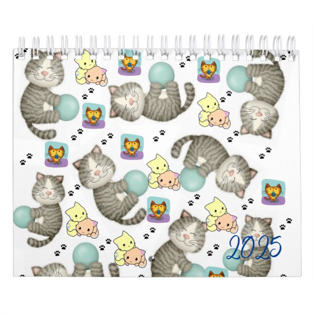 Calendrier 2025 Cat Kitten Whimsical (Protection)