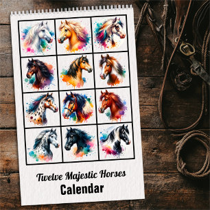 Calendrier 2025 de 12 chevaux majestueux