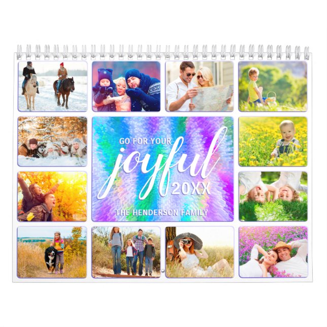 Calendrier 2025 Famille Photo Joyful Iridescente (Protection)