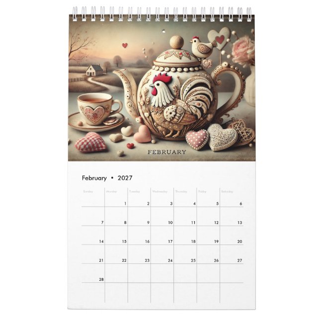Calendrier 2025 Fun Chicken Teapots (Feb 2027)