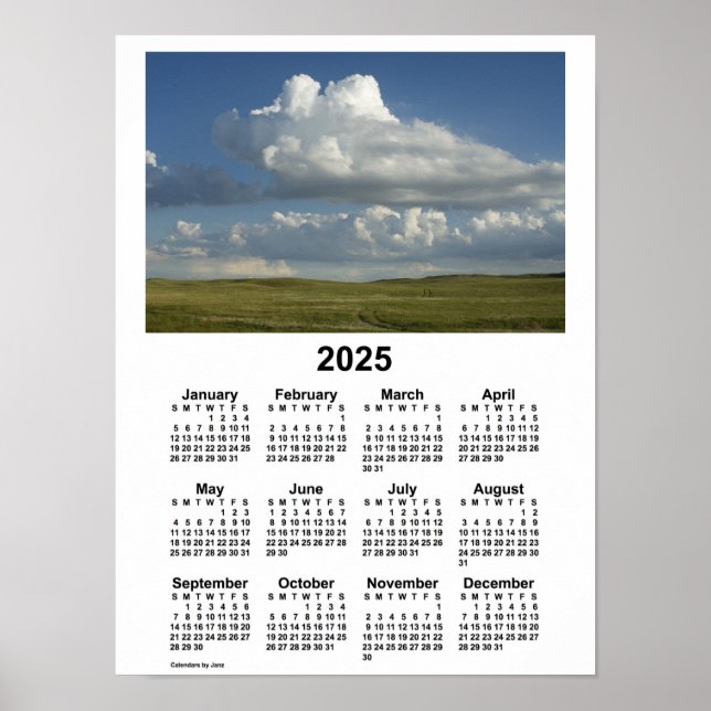 Calendrier 2025 Nebraska Sandhills par Janz Poster (Devant)