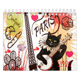 Calendrier 2025 Paris France Chat Kitten