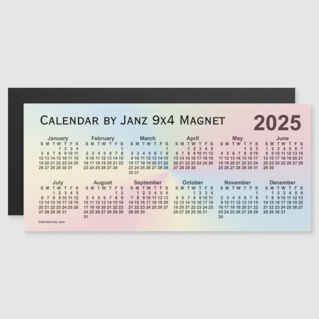 Calendrier 2025 Rainbow Cloud par Janz 9x4 Magnet (Devant / Derrière)