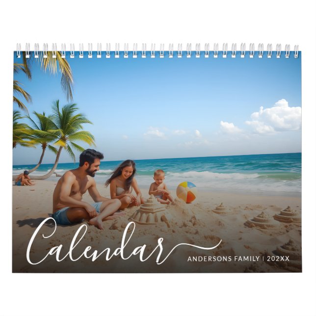 Calendrier 2025 Script moderne 13 Photos de famille (Protection)