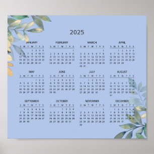 Calendrier 2025 simple mais élégant   Affiche